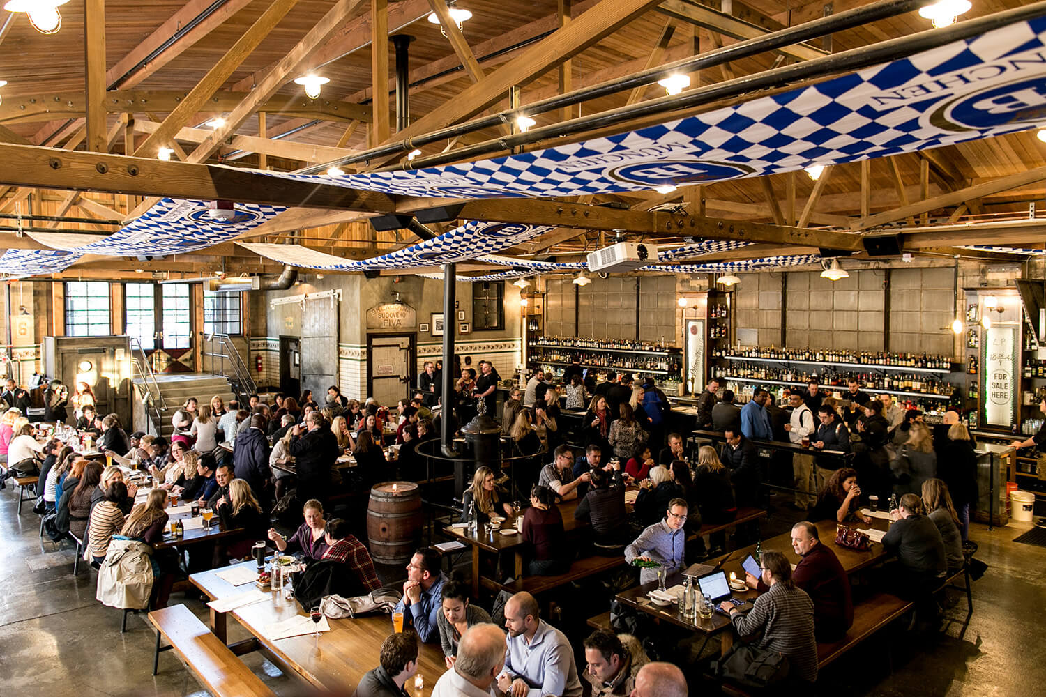 Inside the beer hall
